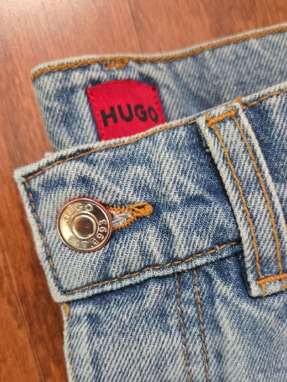 HUGO Light Blue Distressed Denim Cutoff Shorts - Picture 5 of 5